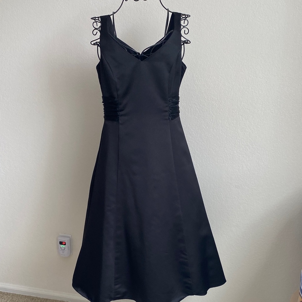 David's Bridal Black Midi Dress